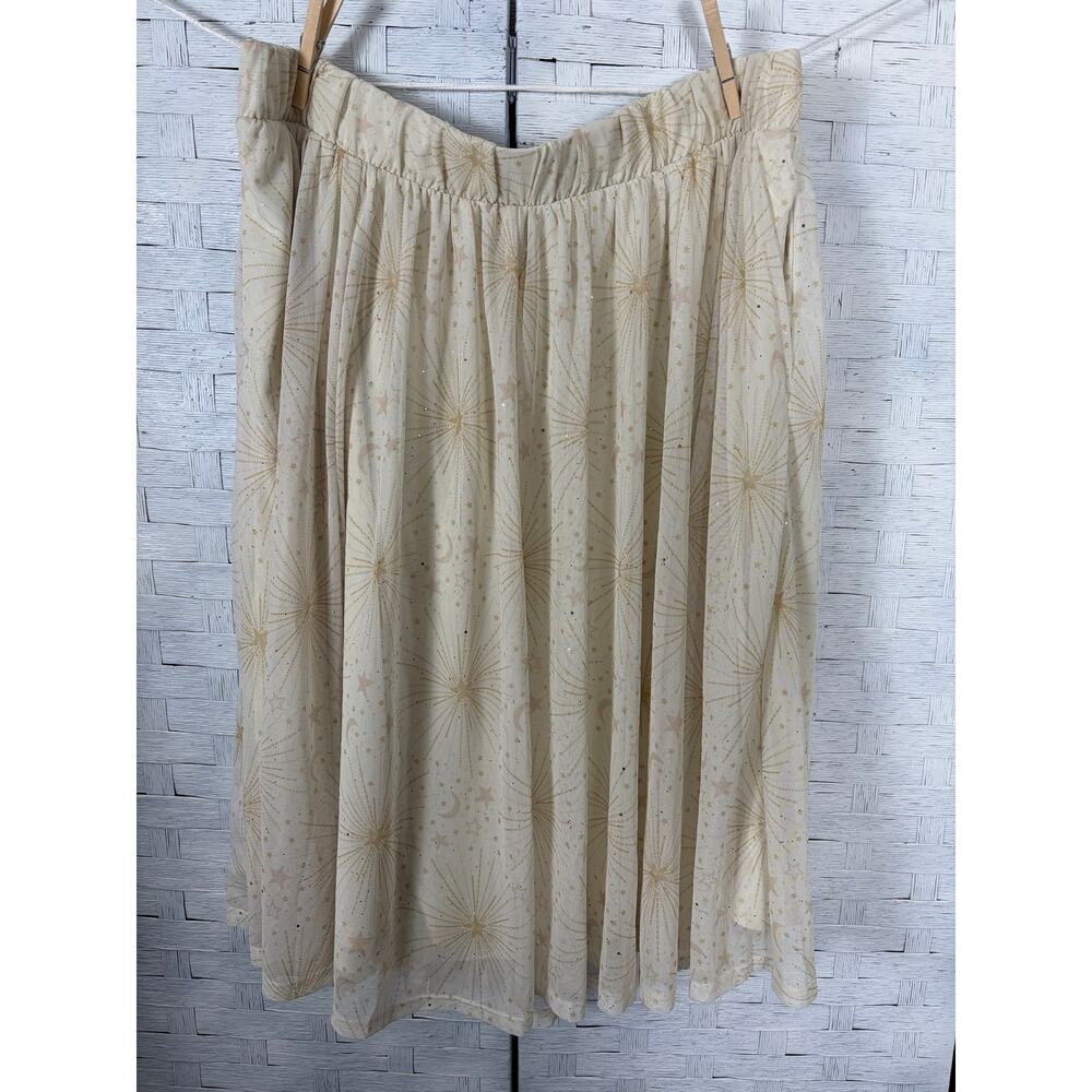 Torrid womens skirt sheer long packets lined cream gold stars whimsiGoth Plus Sz
